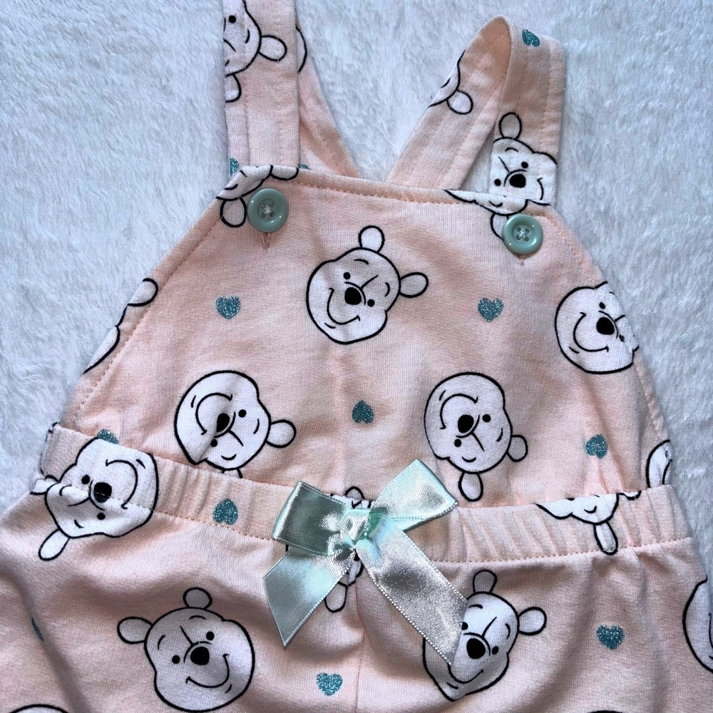 Disney Baby Winnie the Pooh Pink Overall Romper 6-9M